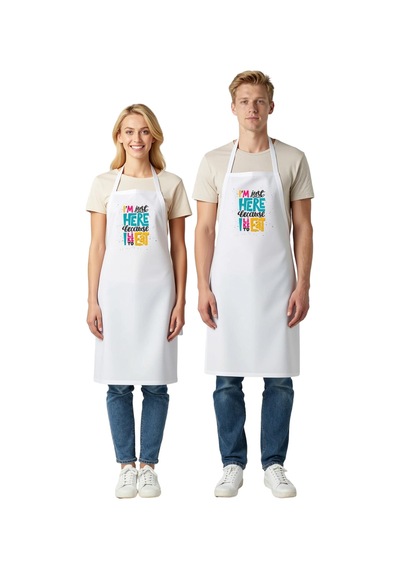 Unisex Mutfak Aşçı Önlüğü Mizahi Baskılı Yemek Sevgisi Temalı Gün Beyaz
