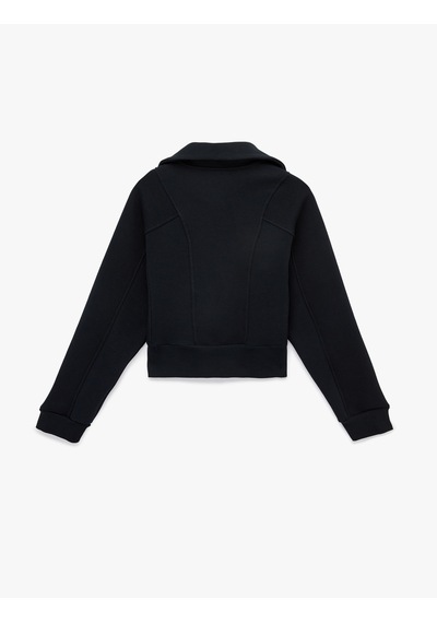 Koton Şardonlu Uzun Kollu Klasik Yaka Fermuarlı Sweatshirt Lacivert 6sal10411ık