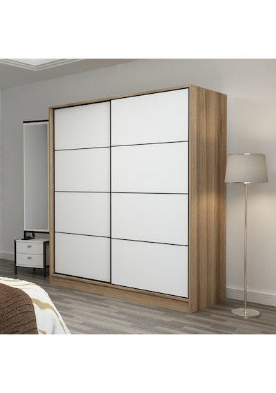 Minarmobilya Minar Kale 2 Kapaklı Sürgülü Dolap 180 Cm - Dore/Beyaz (541417044)
