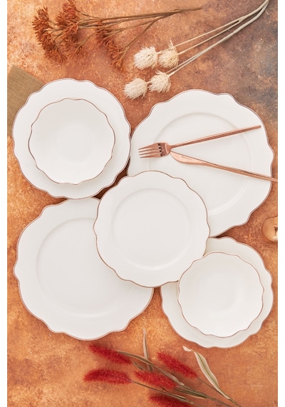 Karaca  Almond Rose Line 24 Parça 6 Kişilik Porselen Yemek Takımı