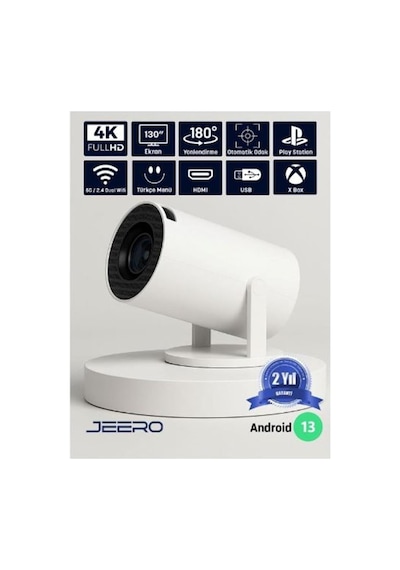 Jeero Hy300pro 4k Androıd12 Portable Projektör 950-4k-androıd Beyaz