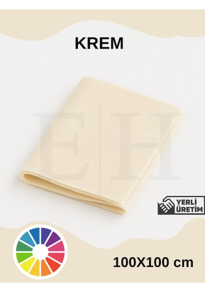 Krem Rengi Metrelik Ince Keçe Kumaş Keçe 1 Mm Aktivite Keçesi Renkli Keçe 1 Metre 100 Cm X 100 Cm
