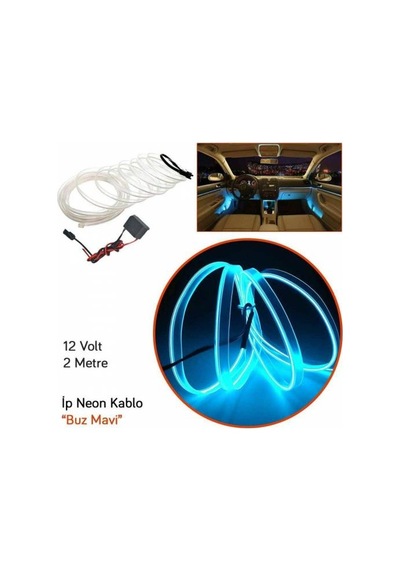 2 Metre 12V Buz Mavi İp Neon İp Led Araç İçi Neon Led