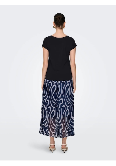 Only Onlrilla S/s V-neck Top Kadın T-shirt 15315776 Siyah