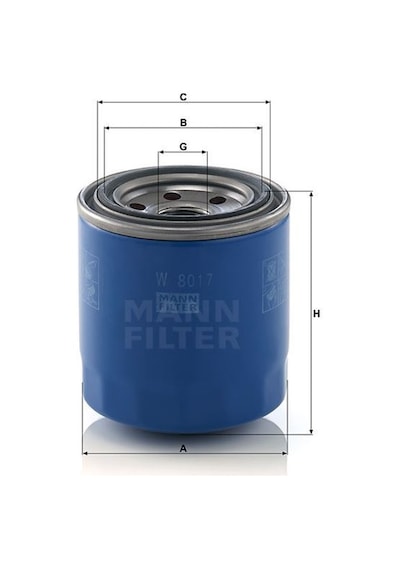 MANN W8017 YAĞ FİLTRESİ ACCENT ERA 95-06 EXCEL GETZ 94-05 i20 i30