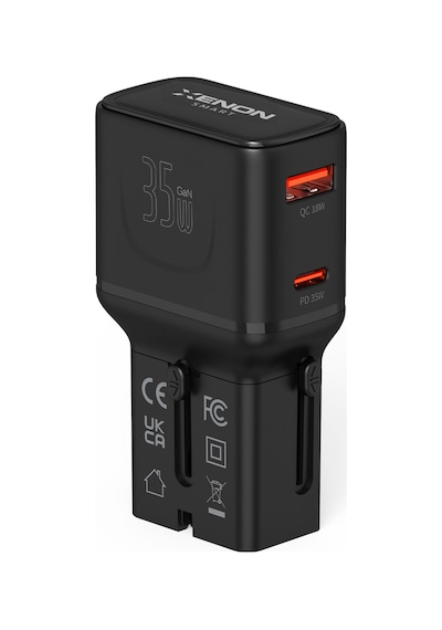 Xenon Smart Priz Dönüştürücü 35w Gan Hızlı Şarj, 200+ Ülke, Usb-c & Usb-a, Pd Pps, Seyahat Adaptörü X6407