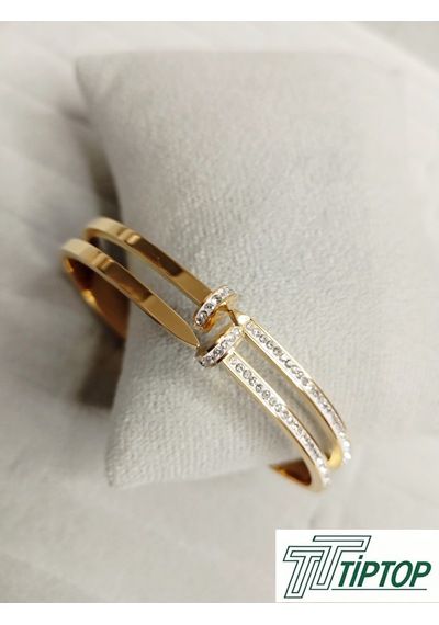 Zirkon Taşlı Çivi Model Gold Renk Kelepçe Bileklik Gold