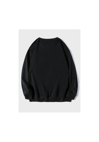 Unisex Oversize Eternity Baskılı Bisiklet Yaka Sweatshirt Siyah