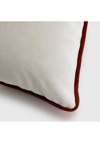 "beige" Kadife Dokulu Kırlent Kılıfı - 45x45 Krem - Kiremit