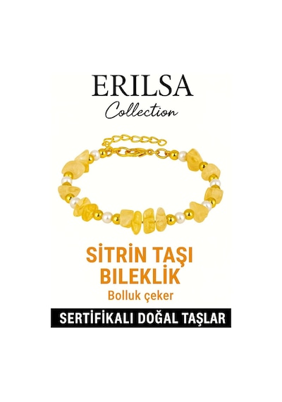 Sertifikalı Kırık Taşlı Model İnci Sitrin Taşı Bileklik Pozit Çok Renkli