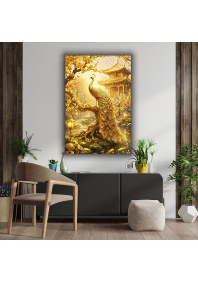 Gold Temalı Dekoratif Cam Tablo -26