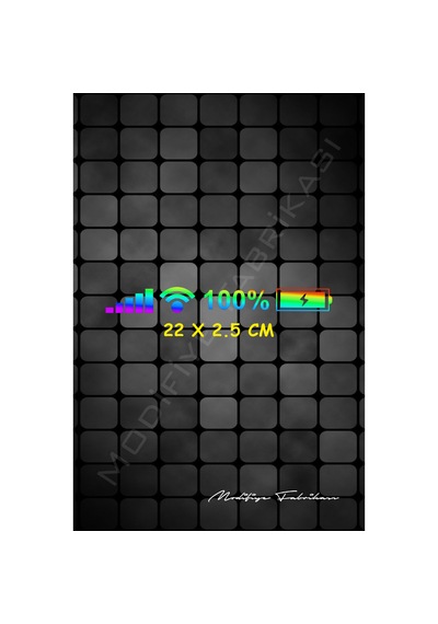 Şarj Yüzdesi Sticker Folyo - Hologram - 22 X 2.5 Cm