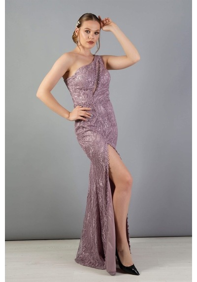 Carmen Kadın Dantel Göğüs Detaylı Yırtmaçlı Abiye 5815569 Lila Lila