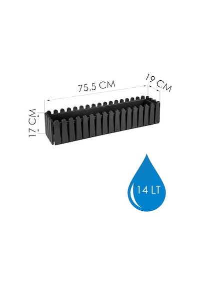 Omnipazar So-ib03 Antrasit Askılı Balkon Saksı Takım 14 Lt No 3