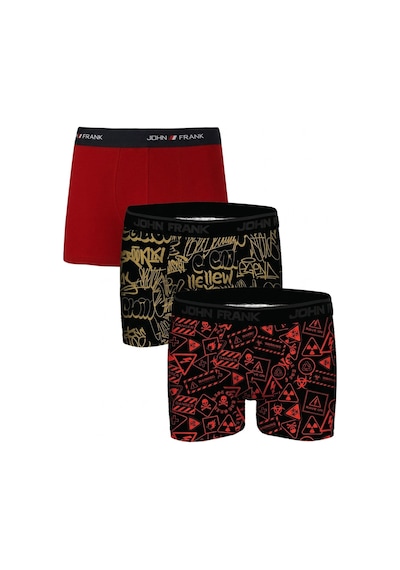 John Frank Logolu Pamuklu 3'lü Paket Boxer Erkek Boxer Jfbs3 Kırmızı-ssarı-sturuncu