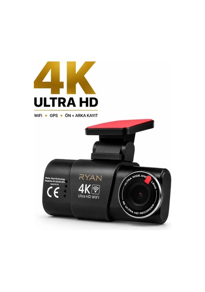 Bagajon Ryan Yapay Zeka Destekli 4k Ön 1080p Arka Araç Kamerası Wifi Gps, Gece Görüşü, G-sensor, Park Kiti
