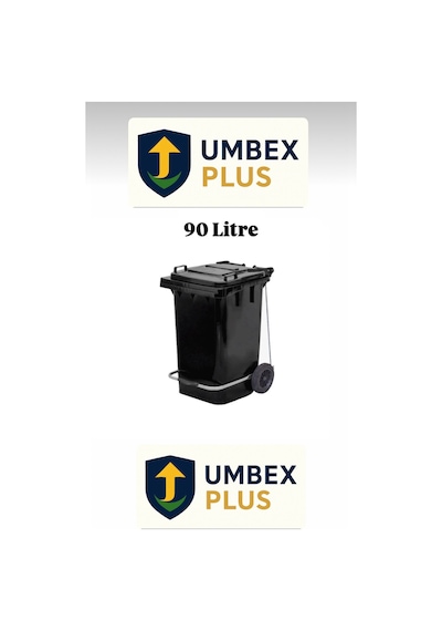 Umbex Tıbbi Atık Plastik Pedallı Çöp Konteyneri 90 Litre Plastik Konteyner - A Isıya Karşı Dayanıklı Siyah