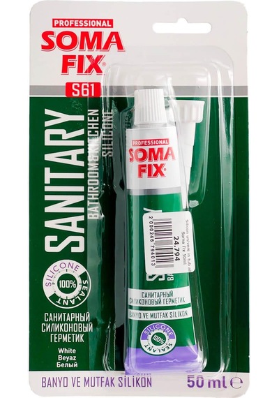 Somafix S61 Banyo Ve Mutfaksilikonu Tüp 50ml Beyaz Beyaz