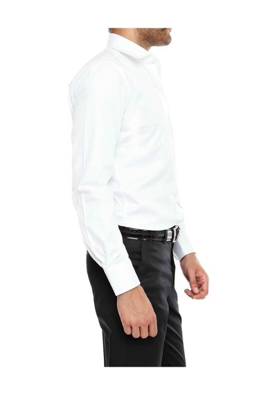 Efor Slim Fit Klasik Yaka Pamuk Saten Uzun Kol Beyaz Gömlek Gk 214 Beyaz