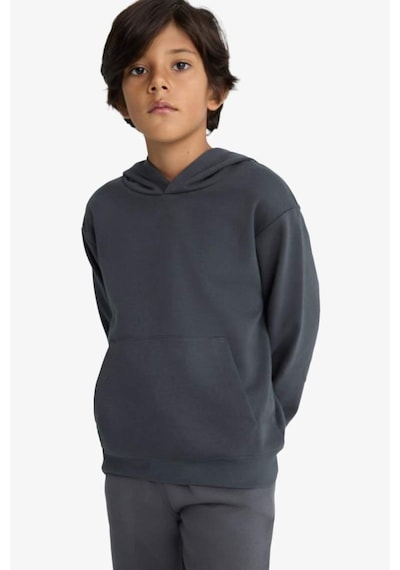Defacto Erkek Çocuk Basic Düz Kapüşonlu Sweatshirt E9558a825auar126 Antrasit