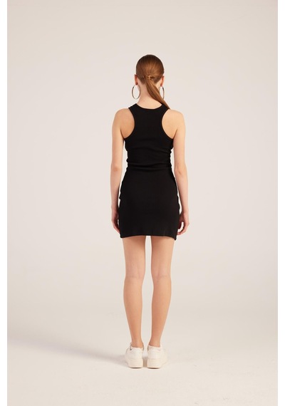 Holly Lolly Halter Yakalı Fitilli Mini Carlin Elbise Siyah