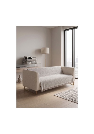 Çok Amaçlı Pamuklu Örtü- Kanepe-koltuk Şalı-koltuk Örtüsü 170x220-555 Bej