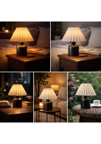 Nestvibe Şık Masa Lambası Modern Dekor Abajur Siyah