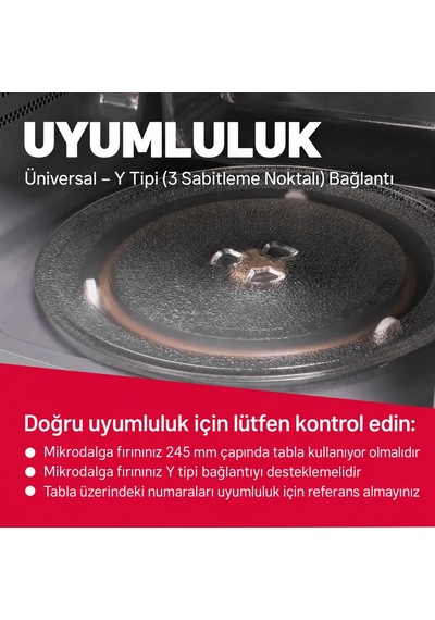 Mikrodalga Fırın Cam Tepsi Tabak 24,5 Cm Çaplı Delikli Diğer