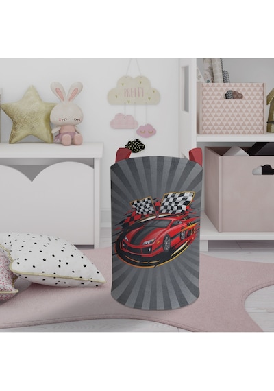 Mekta Home Bebek Ve Çocuk Odası Kırmızı Mcqueen Desenli Oyuncak Sepeti Renkli Çok Renkli