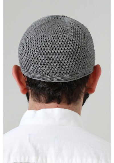 Örme Esnek Orlon Namaz Takke - Gri - Smz