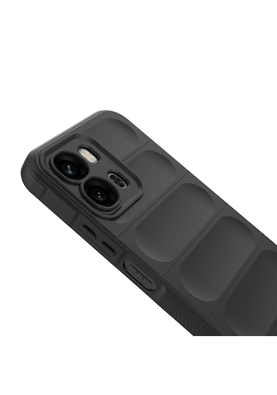 Oppo A6x Kılıf Darbe Emici Leke Tutmaz Esnek Tpu Oyuklu Arka Yüzey Tasarımlı Etnik Silikon Kapak Siyah