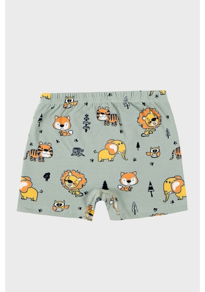Lela Desenli Streç Pamuklu Bisiklet Yaka Atlet Boxer 2'Li Iç Giyim Erkek Çocuk Takım 6651010 Açık Haki