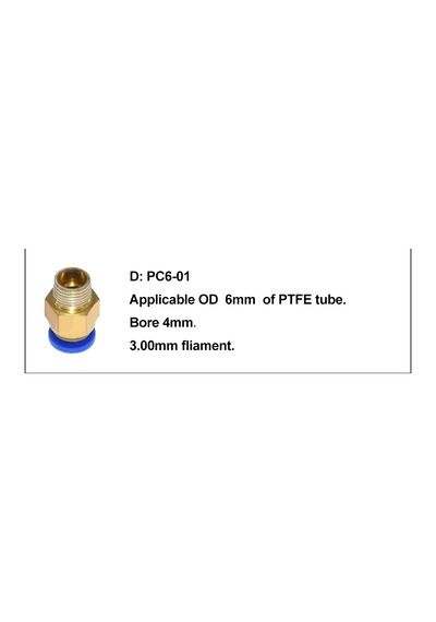 3D Yazıcı Pnömatik Konnektör Pc6-01 Fla 3.00Mm X 1 Adet