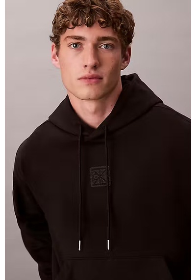Calvin Klein Erkek Regular Fit Premium Terry Kapüşonlu Sweatshirt - Siyah Black