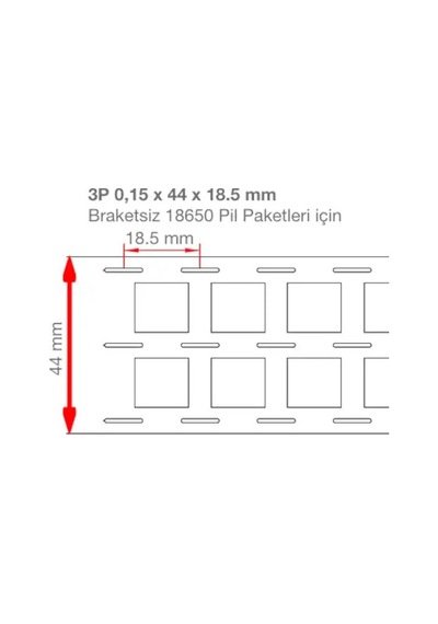 3p Nikel Kaplama 18650 Pil Punto Şerit 5 Metre 44x18.5x0.15mm