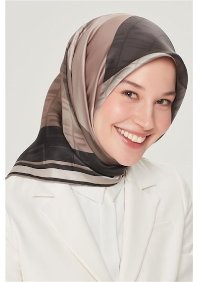 Armine Sura İpek Eşarp 8516-s03 Siyah - Vizon