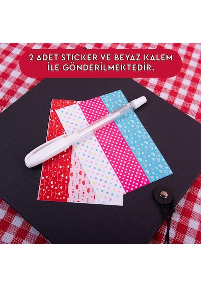 Beyaz Kalemli Polabook Siyah Anı Defteri - Sticker