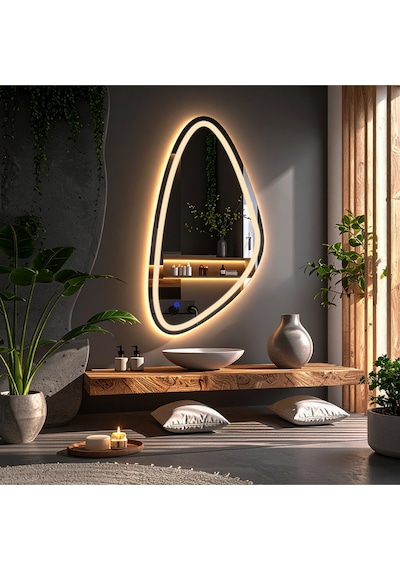 Sinela Günışığı Lazer Kumlamalı Lavabo & Banyo Aynası Dokunmatik Sensörlü 45 X 90 Cm