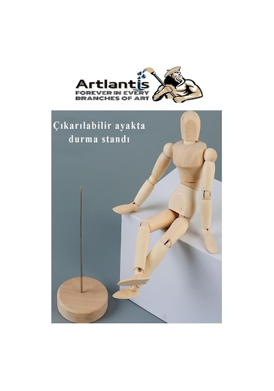 Ahşap İnsan Modeli 40 Cm 1 Paket Büyük İnsan Figürlü Ahşap Model Manken Resim Ressam Eğitimi Tahta Adam Kukla Stilist