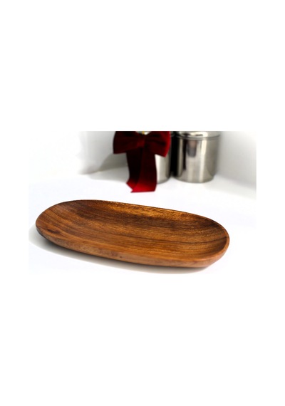 Hbs Art Design Akasya Masif Ahşap Oval Sunum Tabağı Ahşap