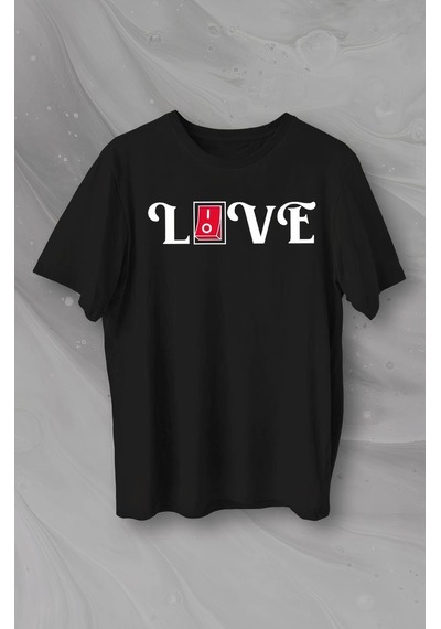 Primemagazam 14 Şubat Sevgililer Günü Love Baskılı Oversize Bisiklet Yaka T-shirt - Siyah Çeşitli