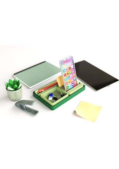 Tıdy Stack - Desk Organizer Modern Tasarımlı Çok Amaçlı Masaüstü Organizer Yeşil