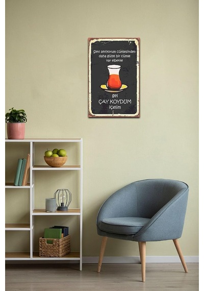Gel Çay Koydum Içelim Retro Vintage Drtr0002 Ahşap Mdf Tablo