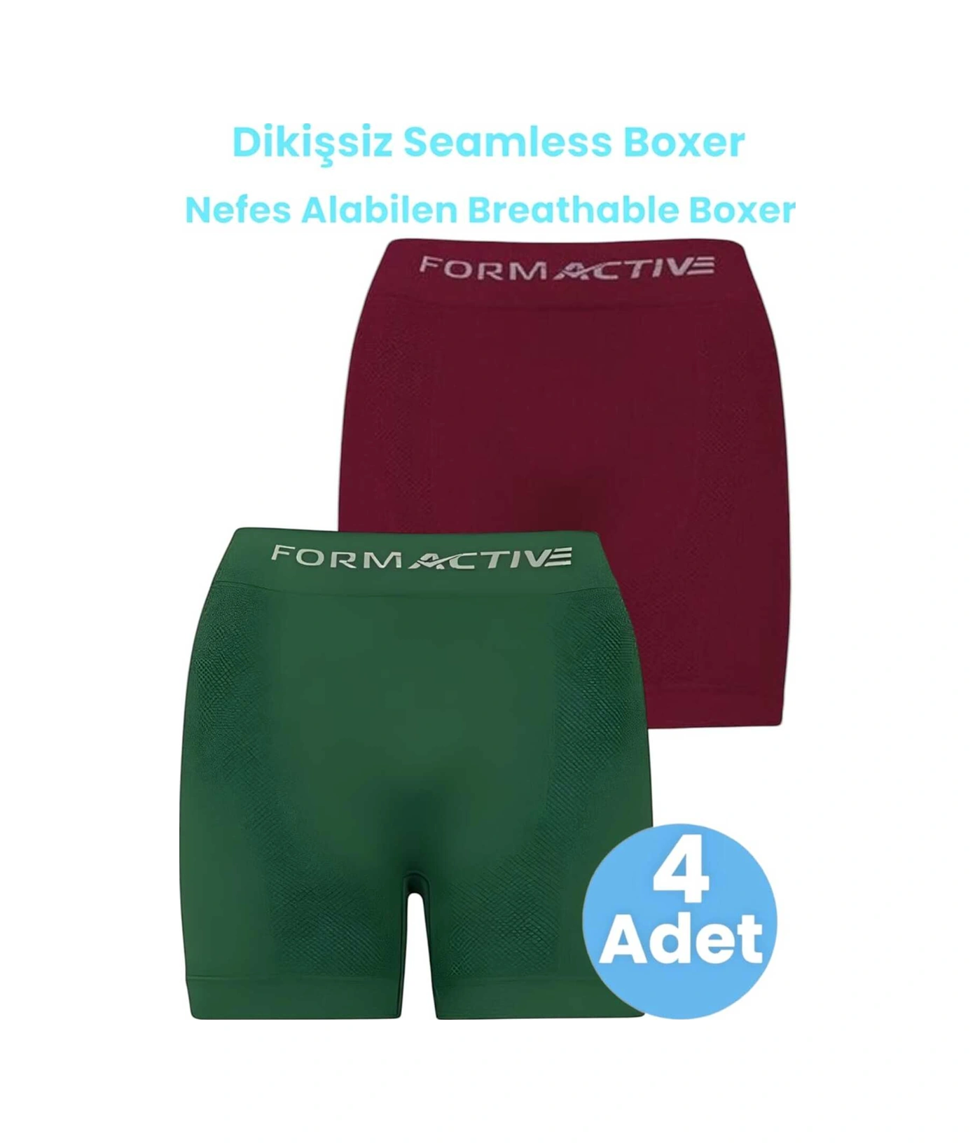 Tezzgelsin Erkek Dikişsiz/seamless Nefes Alabilen Boxer 4 Adet Bordo - Yeşil