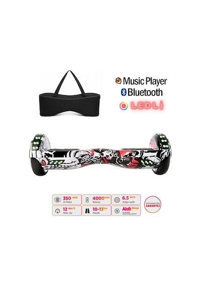 Citymate Hoverboard 6.5 İnch Elektrikli Kaykay Scooter Full Ledli Bluetooth Hoparlörlü Çanta Hediye D06