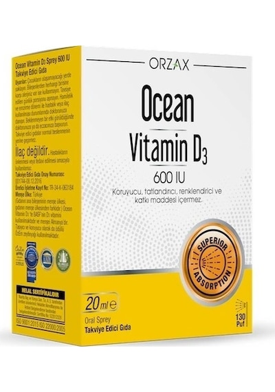 Orzax Ocean Vitamin D3 600 Iu 20 Ml