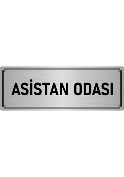 Metal Yönlendirme Levhası, Departman Kapı İsimliği Asistan Odası 10x20 cm Gümüş Renk