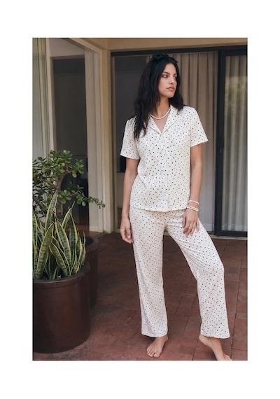 Fit Women Viskon Karışım Homewear Kar Beyaz Pijama Takımı