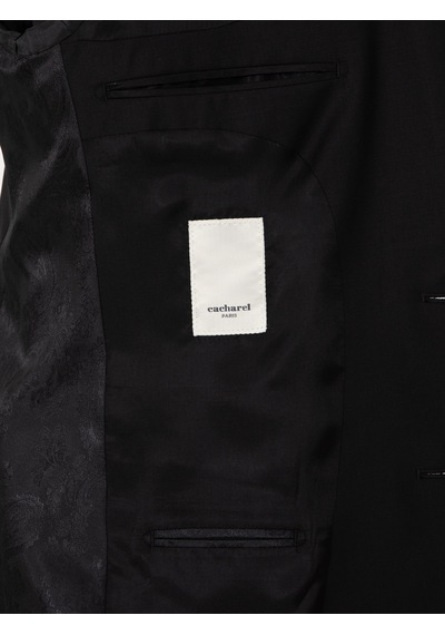 Cacharel Siyah Slim Fit %100 Yün Mono Yaka Takım Elbise
