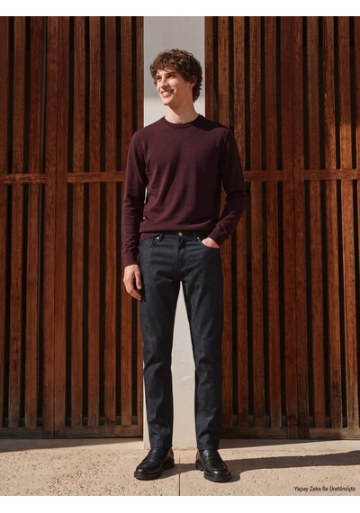 Kip Lacivert Düz Dokuma Slim Fit Spor Pamuk Karışımlı Pantolon